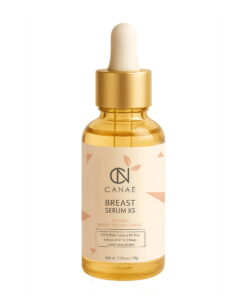 Front view of Canae Breast Enhancement Serum X5 bottle, featuring natural Pueraria Mirifica extract for breast enlargement.