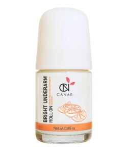 Canae Bright Underarm Whitening Roll-On with Orange Peel Extract and Alpha Arbutin for effective deodorant and skin brightening.
