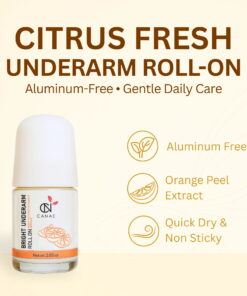 Canae Citrus Fresh Underarm Whitening Roll-On: Aluminum-Free, Gentle Daily Care, Orange Peel Extract, Quick Dry, Non Sticky, for brighter underarms.