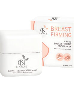 High-quality product shot of CANAE Breast Enhancement Cream Mask jar and packaging on white background